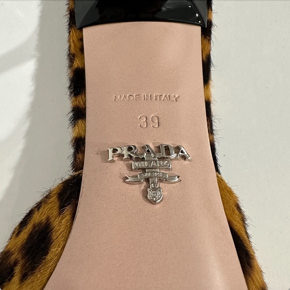 Prada Leopard Pony Hair Pointed Toe Mules Size 39 - Picture 10 of 11